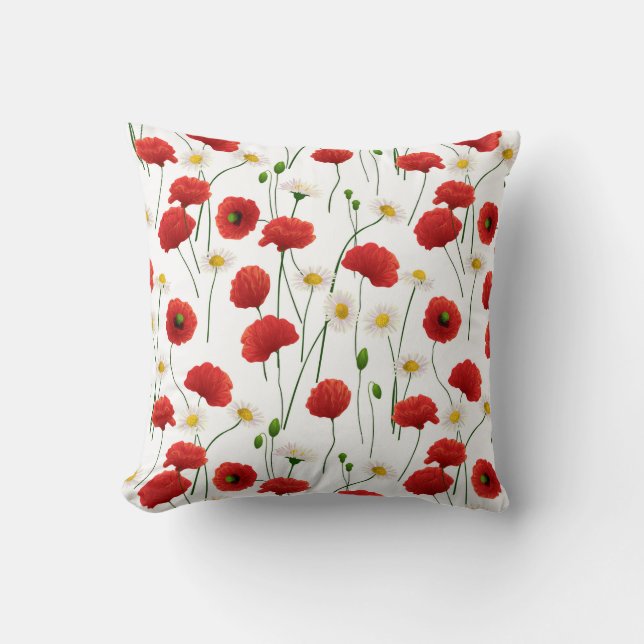 Poppies and daisies cushion (Front)