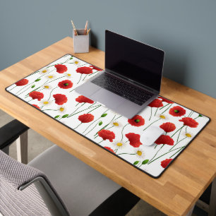 Poppies and daisies desk mat