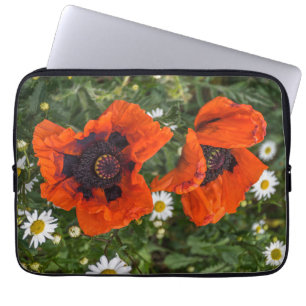 Poppies and daisies laptop sleeve