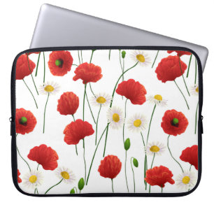 Poppies and daisies laptop sleeve