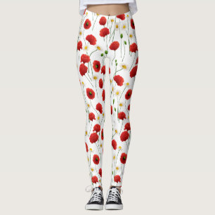 Poppies and daisies leggings