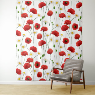 Poppies and daisies tapestry