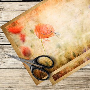 poppies and dragonflies on a weathered background tissue paper