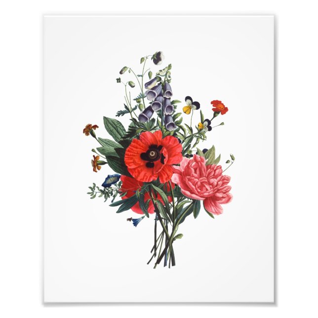 Poppies and Foxgloves Bouquet Photo Print (Front)