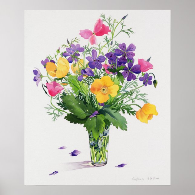 Poppies and Geraniums Poster (Front)