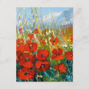 Poppies and mountains postcard