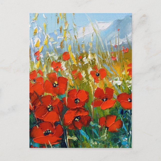 Poppies and mountains postcard (Front)