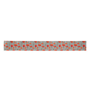 Poppies and stripes pattern satin ribbon