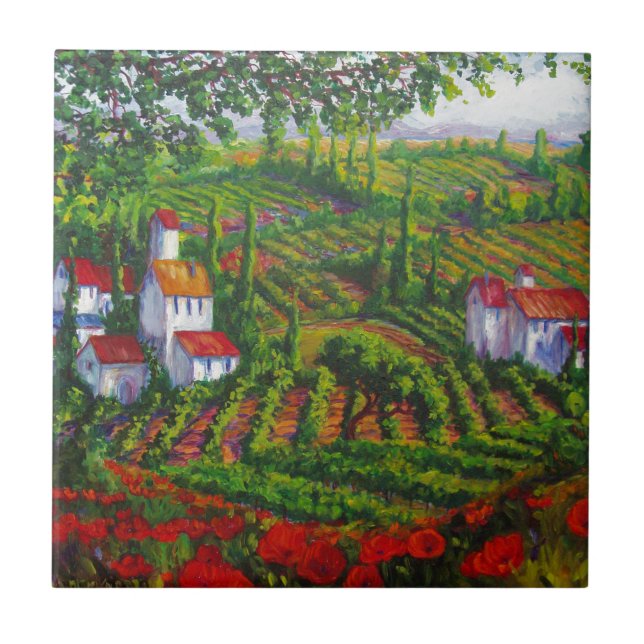 Poppies and Vineyards Tile (Front)