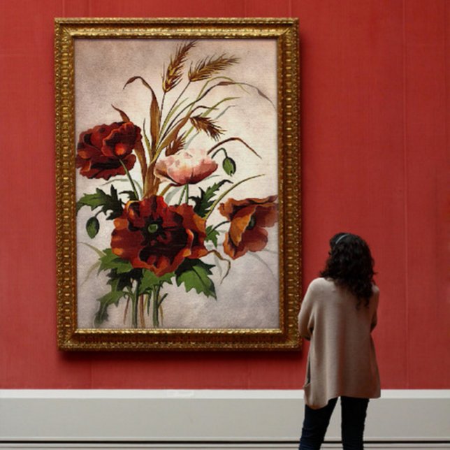 Poppies And Wheat Botanical Art Canvas Print (Creator Uploaded)