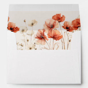 Poppies and Wildflowers Wedding  Envelope