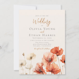 Poppies and Wildflowers Wedding  Invitation