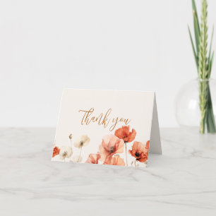 Poppies and Wildflowers Wedding  Thank You Card