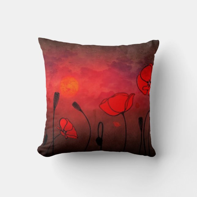 Poppies at Sunset Cushion (Front)