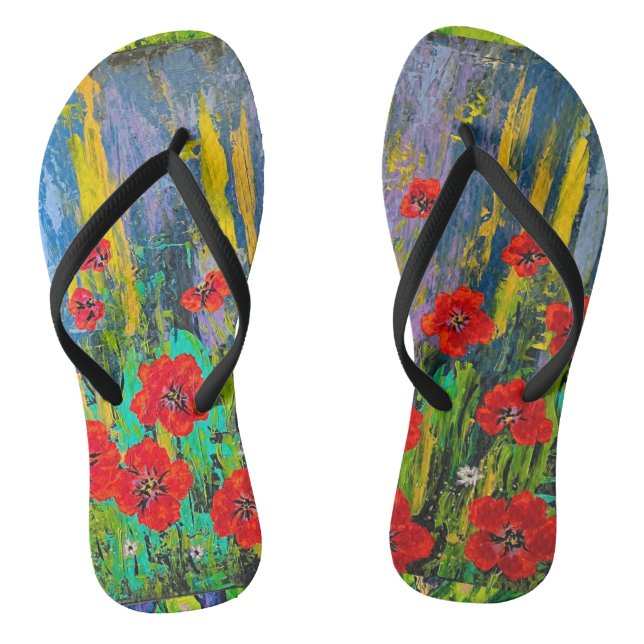 Poppies at your feet!     flip flops (Footbed)