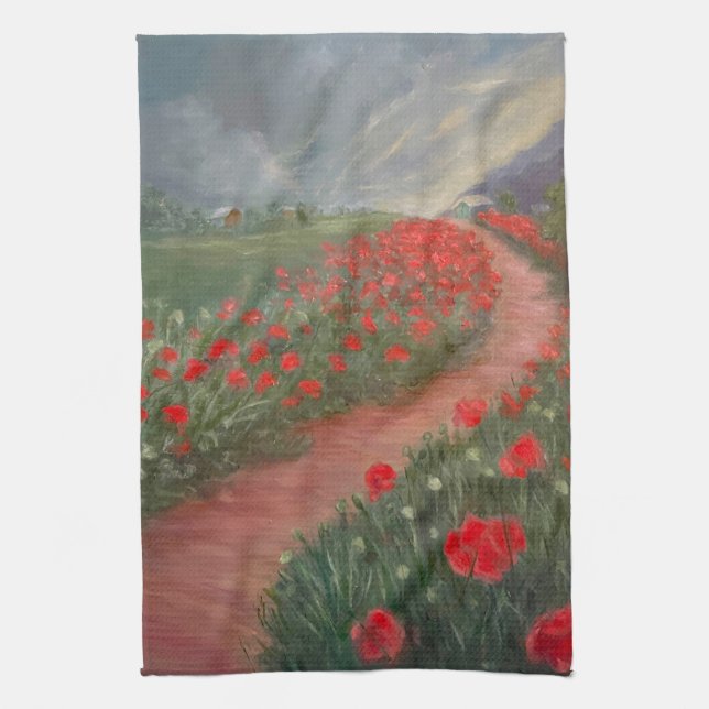 Poppies Before The Storm Tea Towel (Vertical)