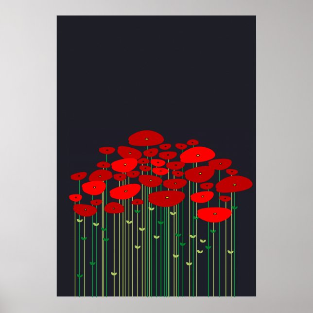 Poppies Black Poster (Front)