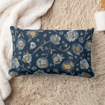 Poppies Blue Grey Floral Pattern