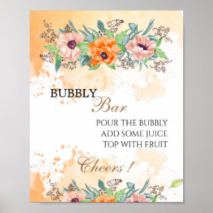 Poppies bubbly bar bridal shower sign