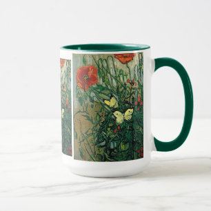 Poppies & Butterflies Van Gogh Fine Art Mug