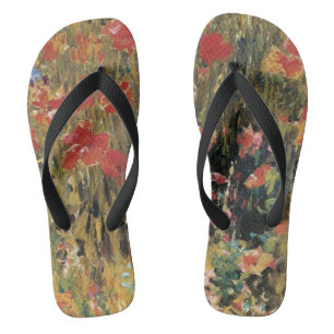 Poppies by Robert Vonnoh, Vintage Impressionism Flip Flops