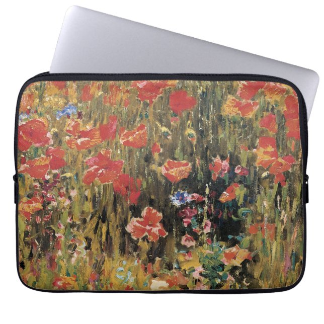 Poppies by Robert Vonnoh, Vintage Impressionism Laptop Sleeve (Front)