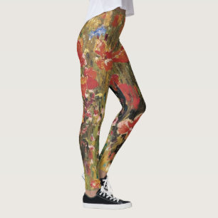 Poppies by Robert Vonnoh, Vintage Impressionism Leggings