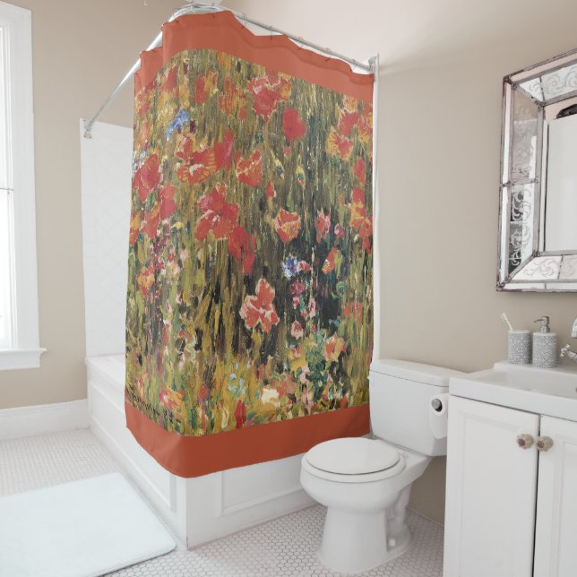 Poppies by Robert Vonnoh, Vintage Impressionism Shower Curtain (In Situ)