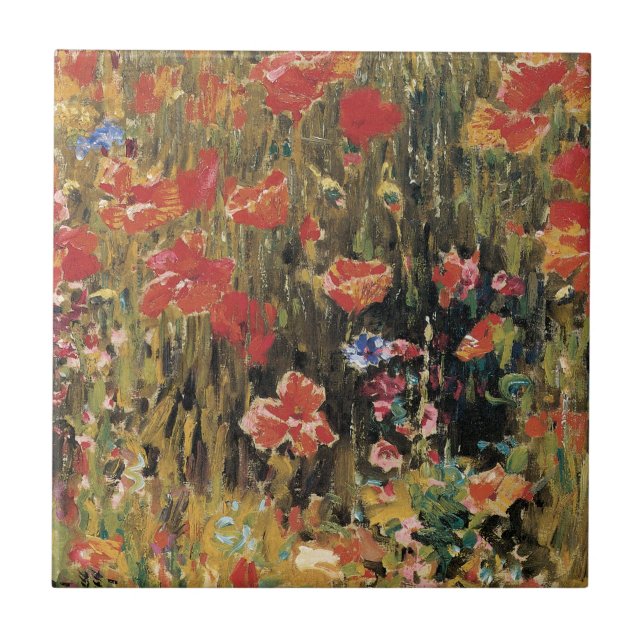 Poppies by Robert Vonnoh, Vintage Impressionism Tile (Front)