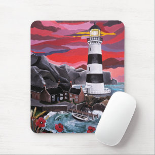 Poppies by the Lighthouse Painting by Alfred Fox Mouse Mat
