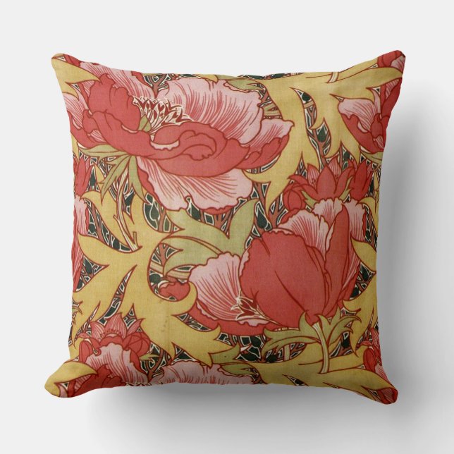 Poppies by William Morris Cushion (Front)