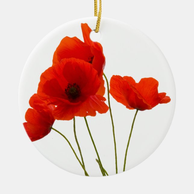 poppies ceramic tree decoration (Front)