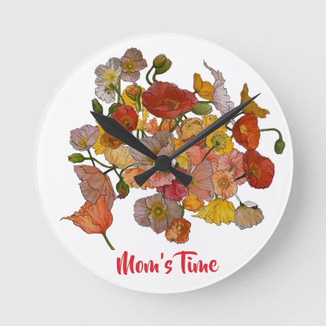 Poppies Clock with no Frame personal message (Front)
