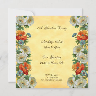 Poppies Custom Garden Party Square Invitations