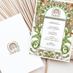 Poppies & Daisies Art Nouveau Wedding Invitation