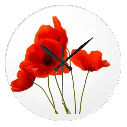 Image of "Poppies" design wall clocks