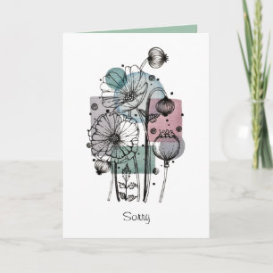 Poppies Doodle In Ink And Watercolor Card