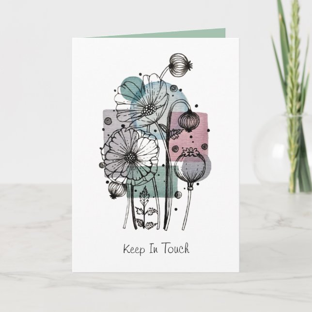 Poppies Doodle In Ink And Watercolor Card (Front)