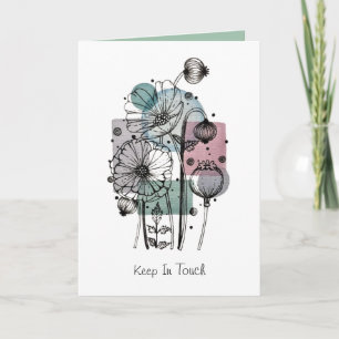 Poppies Doodle In Ink And Watercolor Card