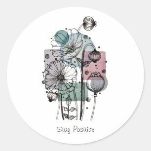 Poppies Doodle In Ink And Watercolor Sticker