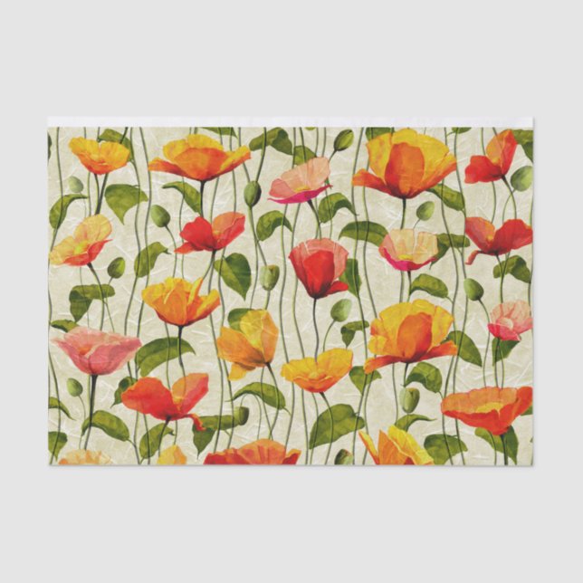 Poppies Everywhere Decoupage Tissue Paper (Front)