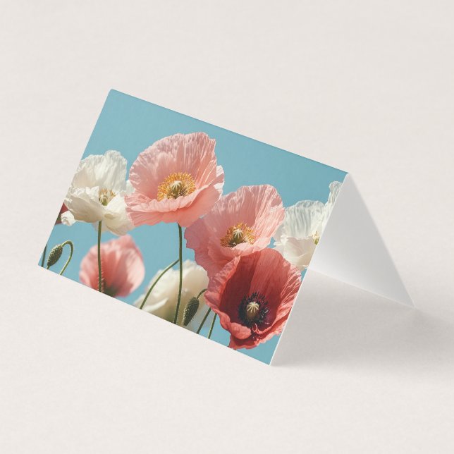 Poppies field against a blue soft sky	 (Front)