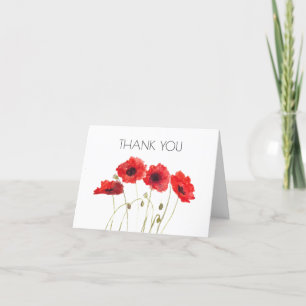 Poppies Floral 1st First Birthday Party Thank you 