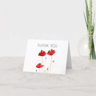 Poppies Floral 1st First Birthday Party Thank you  Card