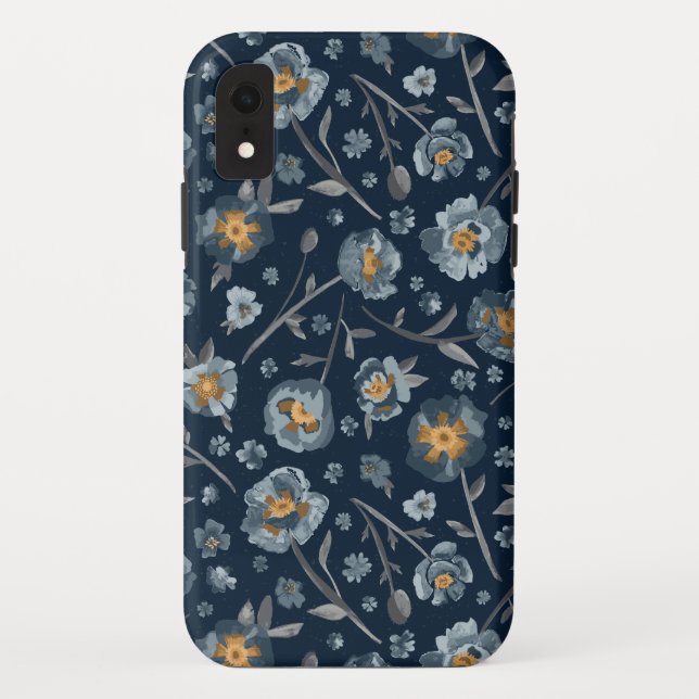  Poppies Floral Pattern Blue Case-Mate iPhone Case (Back)