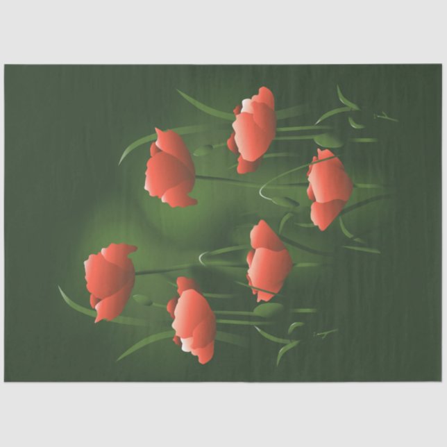 Poppies Floral Poppy 2 Decoupage Tissue Paper (Front)