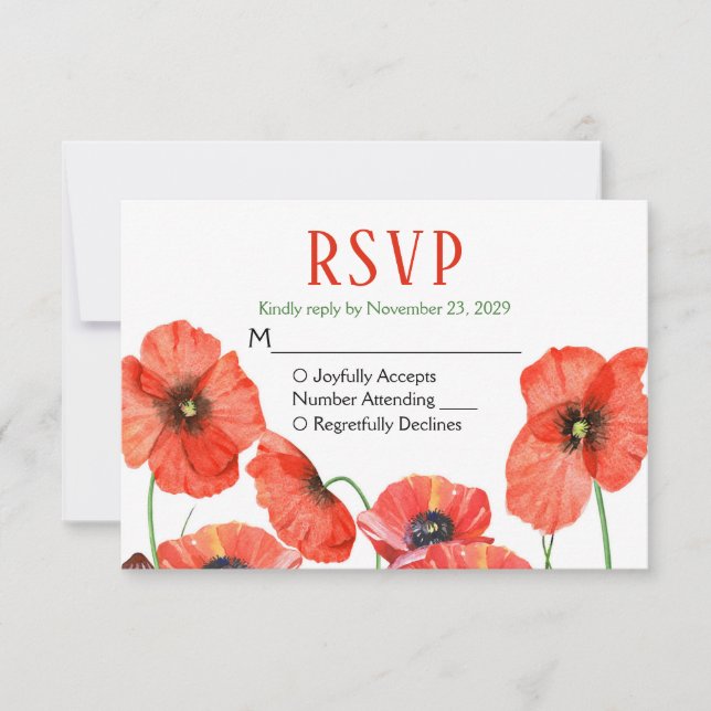 Poppies Floral RSVP Wedding Response (Front)