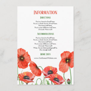 Poppies Floral Wedding Information Details Enclosure Card