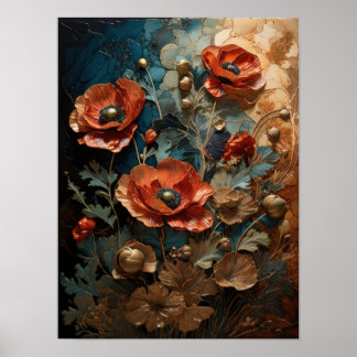 Poppies - flowers digital art poster