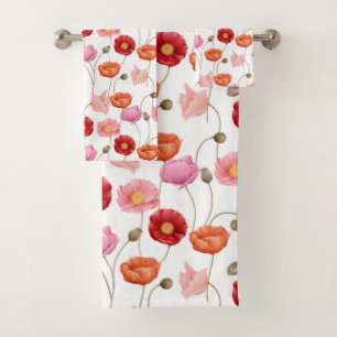 Poppies Flowers Pattern  Bath Towel Set